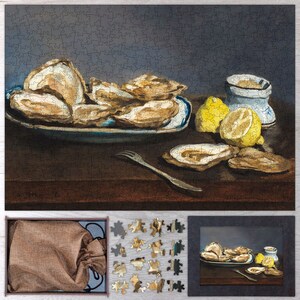 Oysters Wooden Jigsaw Puzzle By Édouard Manet. Wooden Jigsaw Puzzle For Adults - 35, 108, 250, 500, 750 or 1000 pieces.