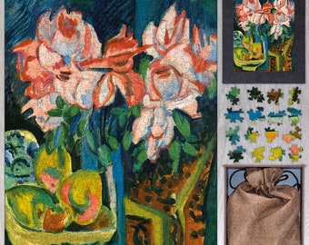 Pink Roses Wooden Jigsaw Puzzle – Ernst Ludwig Kirchner Fine Art