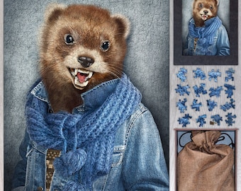 Mink Wooden Jigsaw Puzzle for Adults – Animal Art