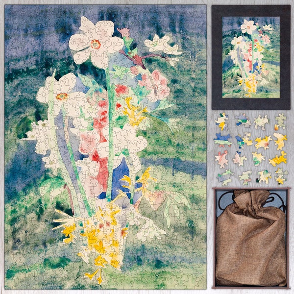 Narcissi Wooden Jigsaw Puzzle By Charles Demuth. Wooden Jigsaw Puzzles For Adults - 35, 108, 250, 500, 750 or 1000 pieces.