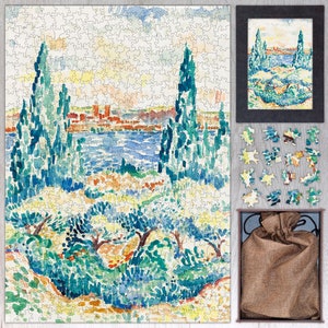 Antibes Wooden Jigsaw Puzzle By Henri Edmond Cross. Wood Art Jigsaw Puzzles For Adults - 35, 108, 250, 500, 750 or 1000 pieces.