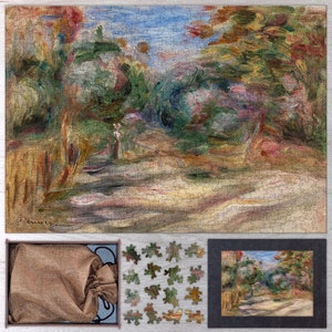 Landscape V Wooden Jigsaw Puzzle By Pierre Auguste Renoir. Wooden Art Jigsaw Puzzles For Adults - 35, 108, 250, 500, 750 or 1000 pieces.