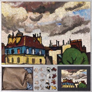 Rooftops and Clouds, Paris Wooden Jigsaw Puzzle By Henry Lyman Saÿen. Wooden Puzzle For Adults - 35, 108, 250, 500, 750 or 1000 pieces.