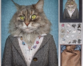 Rompecabezas de madera de gato: un rompecabezas único de animales para adultos