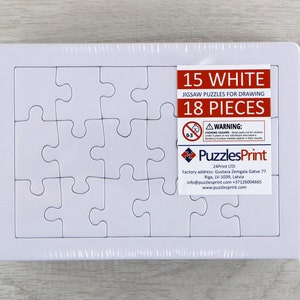 Białe, puste, proste puzzle | Opakowanie 15 sztuk - mały rozmiar (A5) Puzzle 18-elementowe | Puzzle do rysowania, malowania dla dzieci i dorosłych