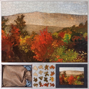 Autumn Tree Tops Wooden Jigsaw Puzzle By Winslow Homer. Wooden Jigsaw Puzzles For Adults - 35, 108, 250, 500, 750 or 1000 pieces.