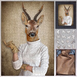 Animal Wooden Puzzle - Deer. Wooden Animal Jigsaw Puzzles For Adults - 250, 500, 750 or 1000 pieces.