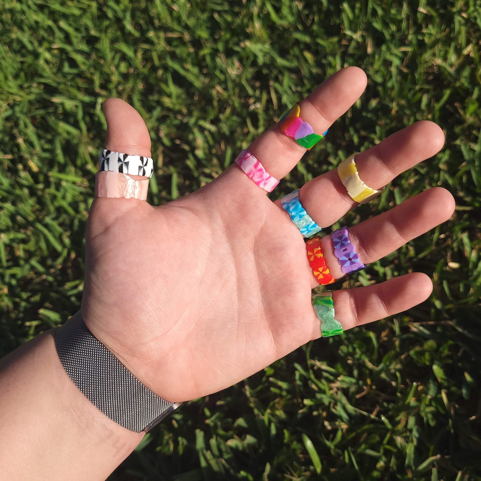 Perler Bead Rings Bead Rings Colorful Perler Bead Rings Etsy