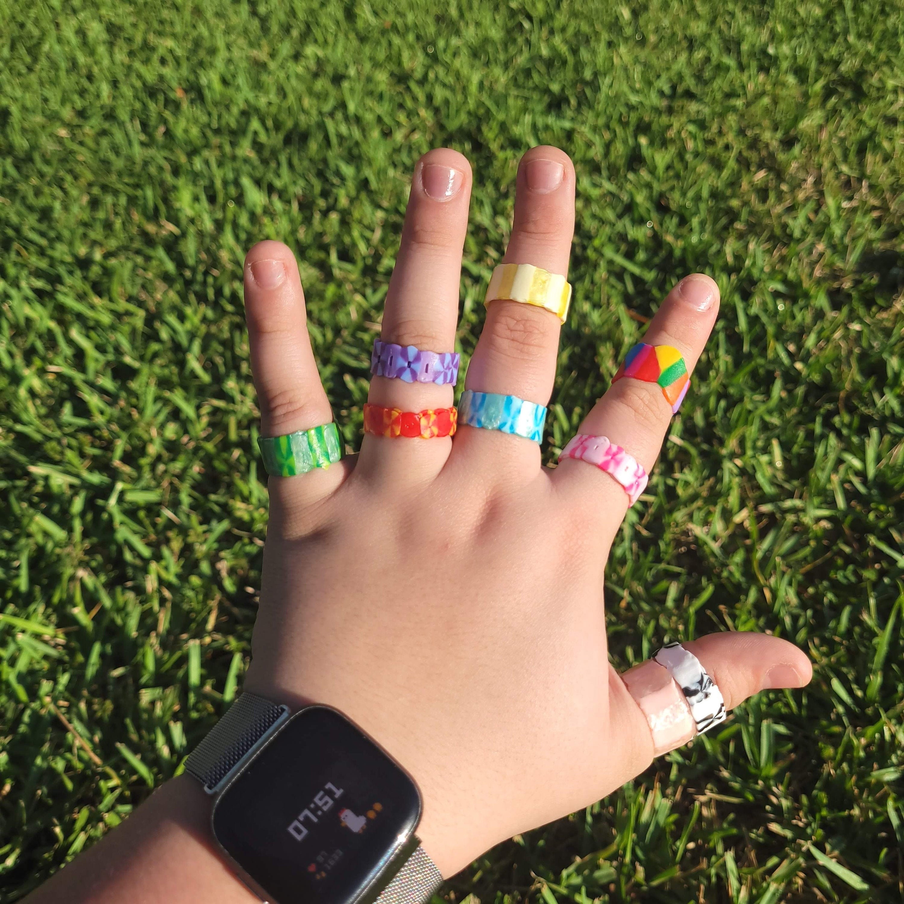 Perler Bead Rings Bead Rings Colorful Perler Bead Rings | Etsy