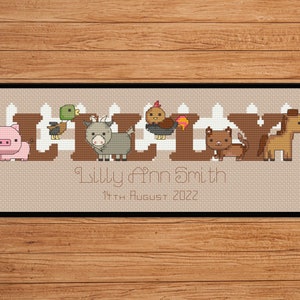 Farmyard Name Sampler Cross Stitch Chart / Personalised / Digital PDF Pattern Download