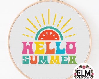 Summer Themed Cross Stitch Chart | PDF Pattern | Beach, Sun, and Fun Cross Stitch | Instant Digital Download