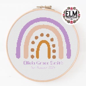 Personalised Rainbow Cross Stitch Chart - PDF Download | Colourful Cross Stitch Pattern | Personalised Digital Download