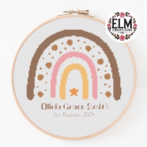 Personalised Rainbow Cross Stitch Chart - PDF Download | Colourful Cross Stitch Pattern | Personalised Digital Download