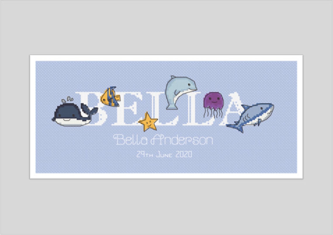 Underwater Name Sampler Cross Stitch Chart / Personalised / Etsy