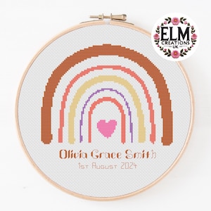 Personalised Rainbow Cross Stitch Chart - PDF Download | Colourful Cross Stitch Pattern | Personalised Digital Download