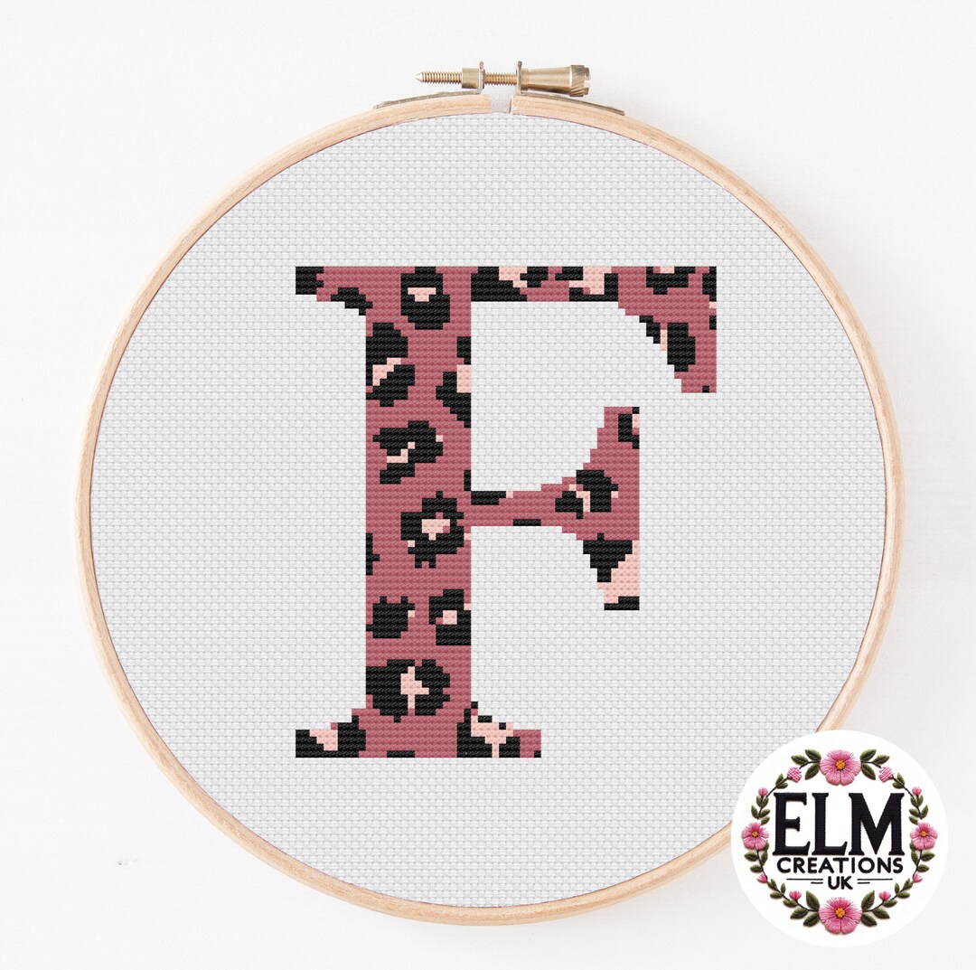 Iha Rookie F Pattern Leopard Print Letter F Cross Stitch Pattern - Instant Download - PDF ...