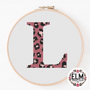 Patrón Punto de Cruz Letra L Estampado Leopardo - Descarga Instantánea - Patrón PDF