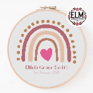 Personalised Rainbow Cross Stitch Chart - PDF Download | Colourful Cross Stitch Pattern | Personalised Digital Download