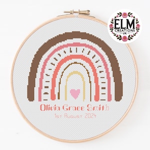 Personalised Rainbow Cross Stitch Chart - PDF Download | Colourful Cross Stitch Pattern | Personalised Digital Download