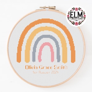 Personalised Rainbow Cross Stitch Chart - PDF Download | Colourful Cross Stitch Pattern | Personalised Digital Download
