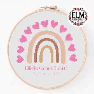 Personalised Rainbow Cross Stitch Chart - PDF Download | Colourful Cross Stitch Pattern | Personalised Digital Download