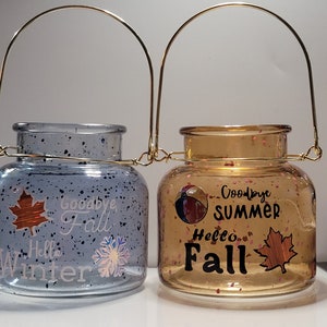 Set Of Custom Handmade Seasonal Hanging Jars