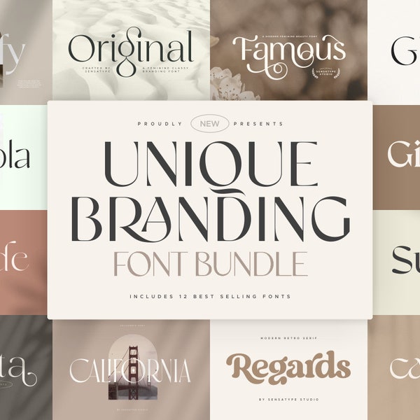 Unique Branding Modern Font Bundle - Branding Font, Cricut Fonts, Font Svg, Elegant Font, Modern Font, Aesthetic Font, Logo Font