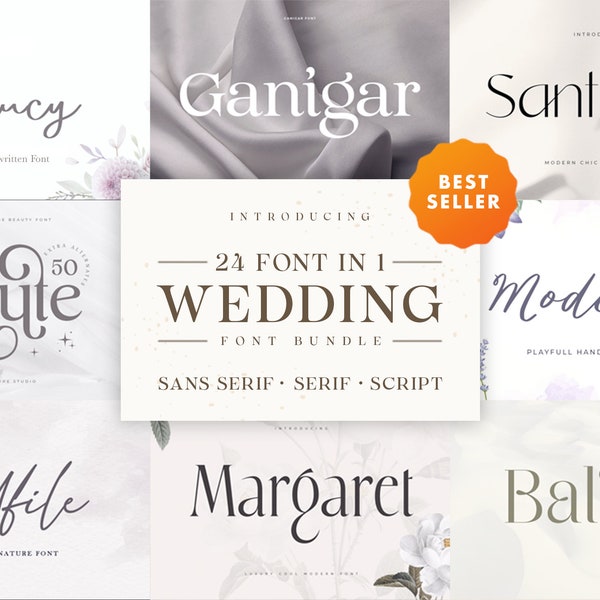 Wedding Font Bundle 24 in 1 — wedding font, commercial use, cursive font, calligraphy font, script font, cricut font, invitation, wedding