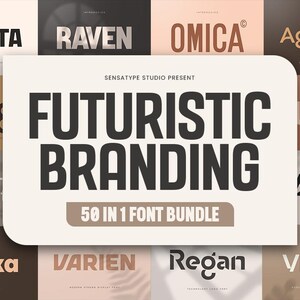 50 moderne futuristische Schriftarten - Branding Font Bundle (Digitaler Download)