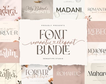 Romantic Font Bundle: Elegant Script, Cursive & Heart Fonts