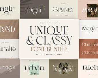 11 in 1 Unique & Classy Modern Font Bundle - Font Bundle, Elegant Font, Luxury Font, Logo Font, Wedding Font, Canva Font