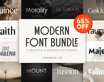 Modern Font Bundle 17 in 1  - modern font, gold font, sign font, commercial font, cursive font, block font, font pack, unique font