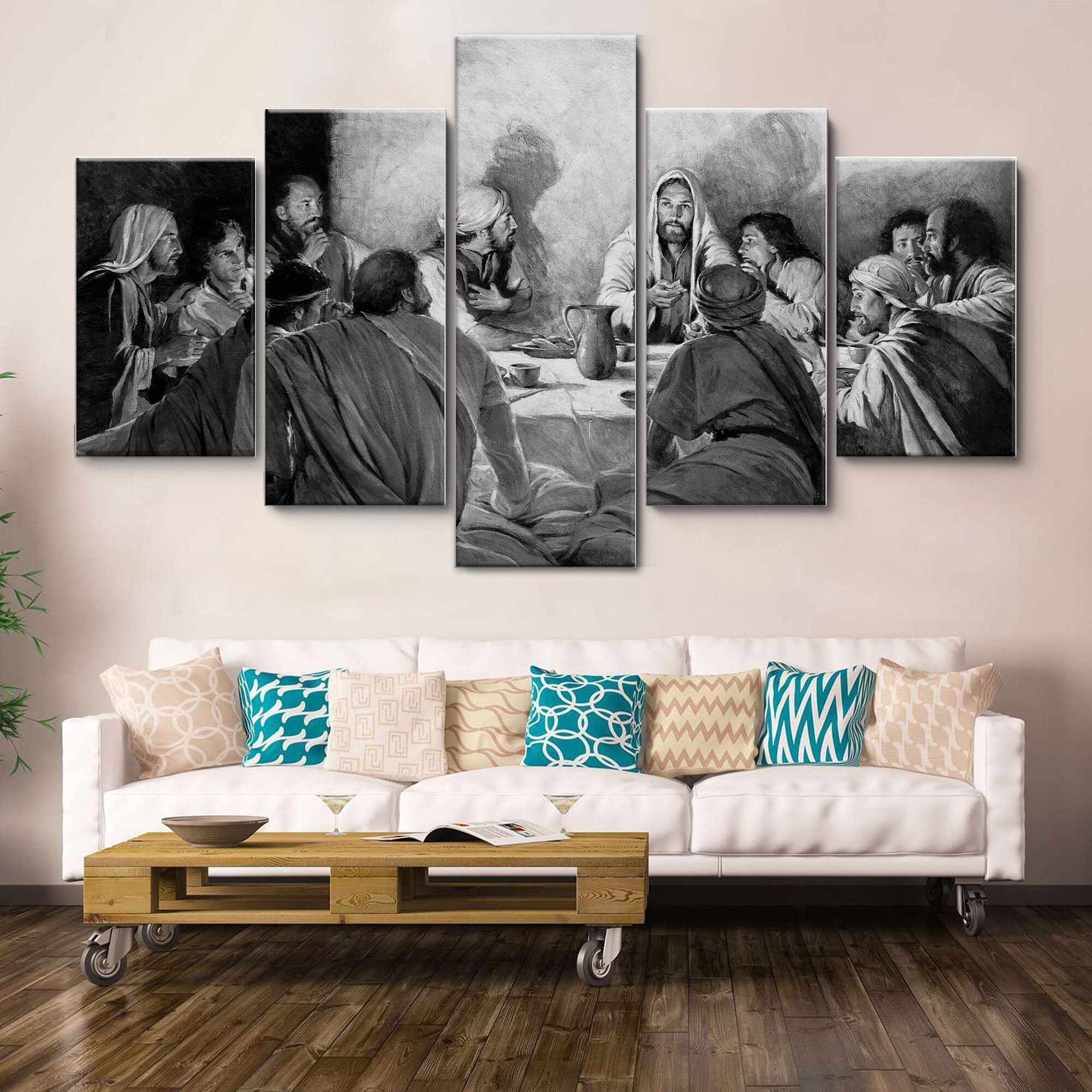 JESUS LAST SUPPER 5 Panel CANVAS ART WALL ART BRAND NEW JESUS LAST SUPPER 5 Panel CANVAS ART WALL ART BRAND NEW