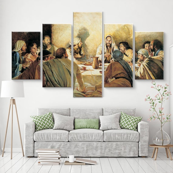 JESUS LAST SUPPER 5 Panel CANVAS ART WALL ART BRAND NEW JESUS LAST SUPPER 5 Panel CANVAS ART WALL ART BRAND NEW