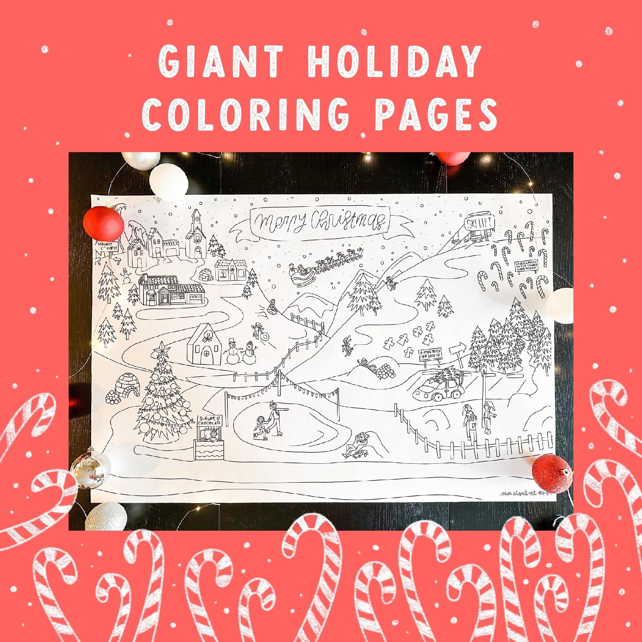 GIANT Printable Holiday Coloring Page | Coloring Poster | Christmas ...