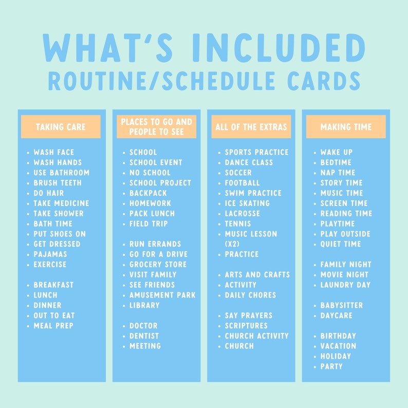Shwer Routine Card Printable Chore & Routine Chart Bundle – Family Schedule, Reward System ...