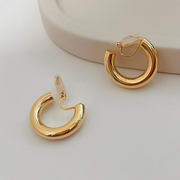 Clip on Gold Hoop Earrings - Etsy