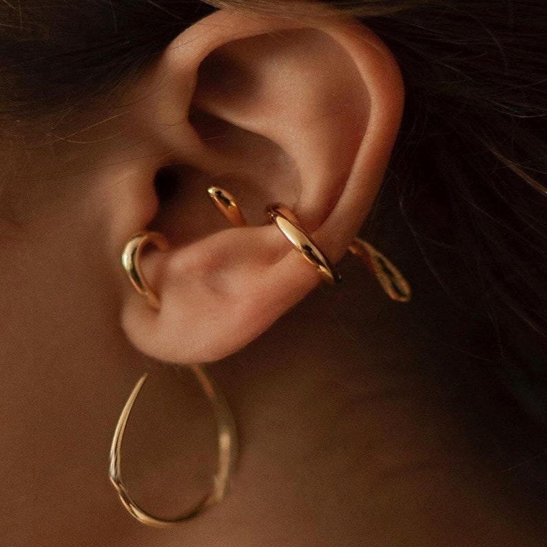 18K Gold Vermeil Abstract Ear Cuff Lobe Ear Cuff Etsy