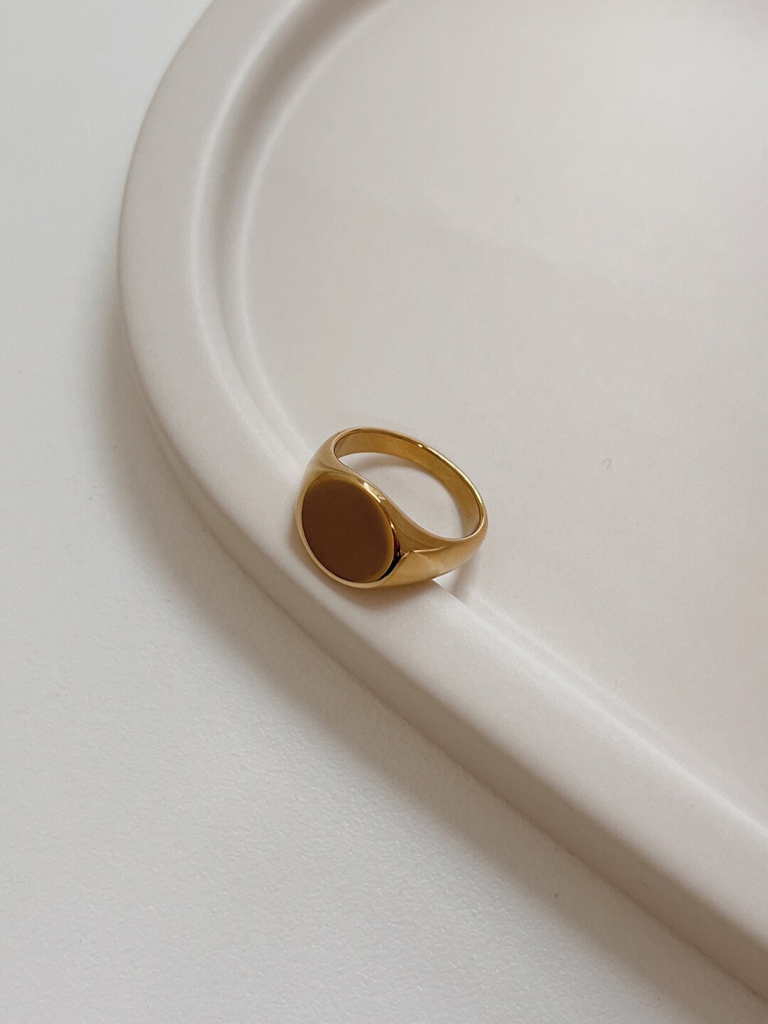 18K Gold Ring Round Ring Statement Ring Etsy