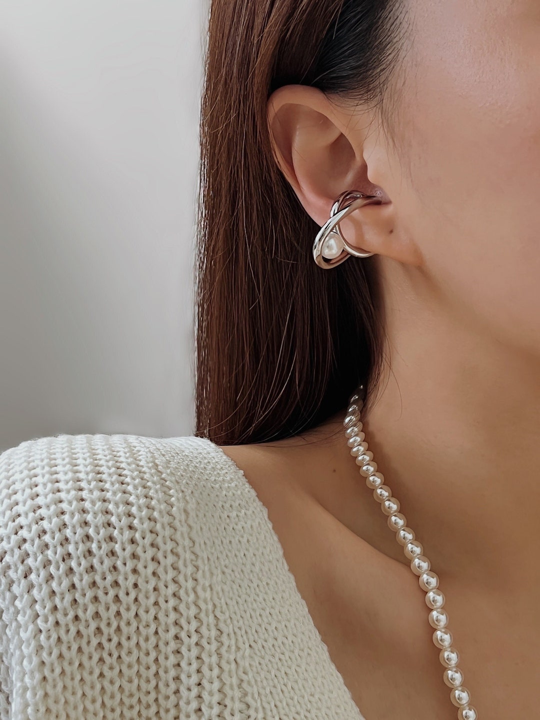 Statement Lobe Ear Cuff Abstract Ear Lobe Cuff Earrings Etsy