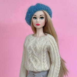 Cream Knitted Sweater for 1:6 Dolls