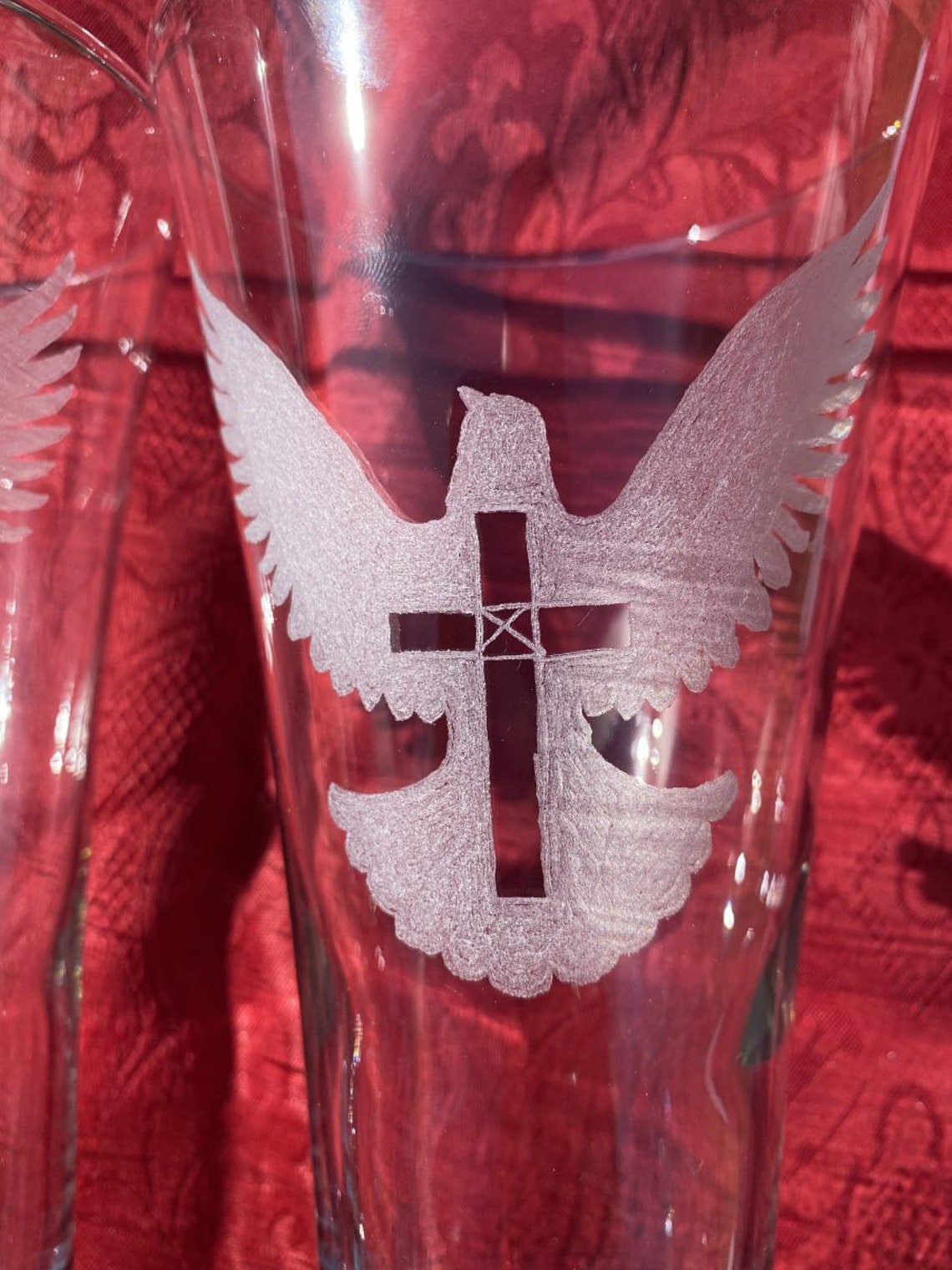 Handetched Holy Spirit Pilsner Glasses Etsy