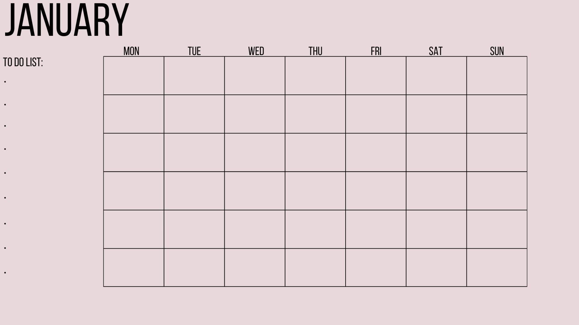 Printable Pink Calendar with To Do List Etsy