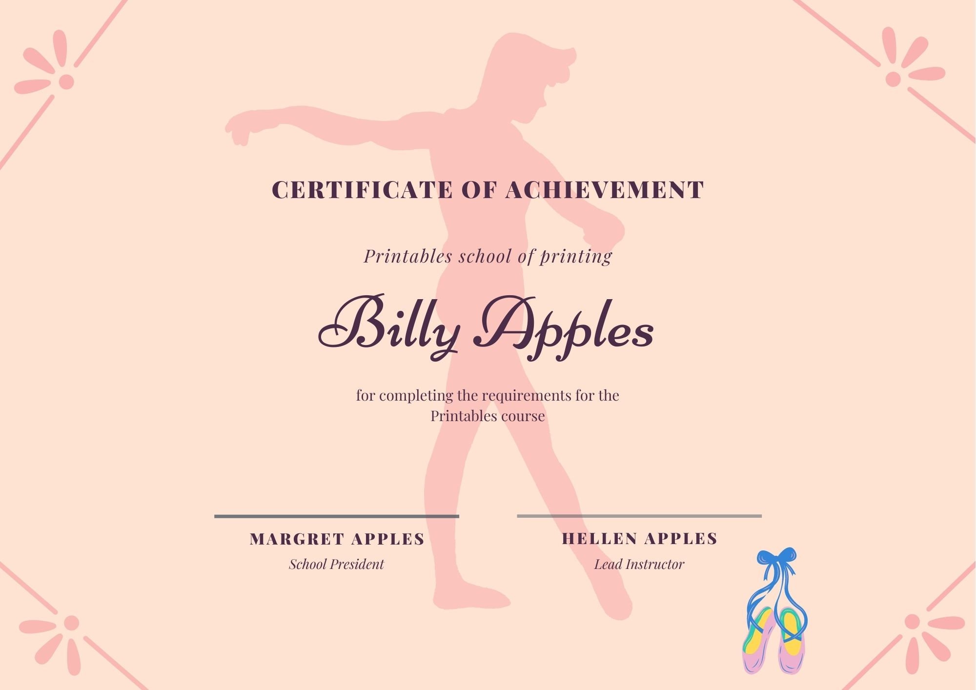 Printable Custom Ballet Certificate PDF | Etsy