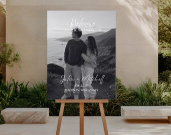 Wedding Welcome Sign - Custom Photo Reception Poster, Simple Elegant, DIY Printable Template (Digital Download)