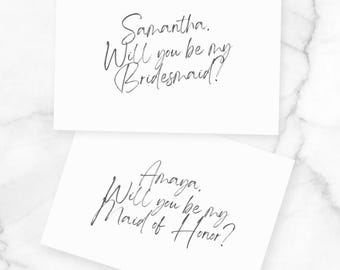Editable Bridesmaid Proposal Card - Minimalist Design, DIY Custom Template (Digital Download)