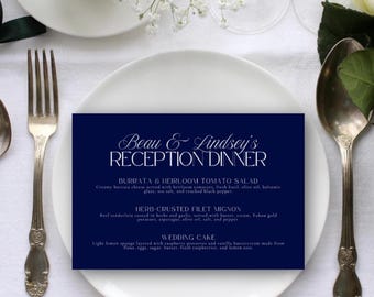Minimalist Wedding Menu - Classic Cursive Design, DIY Customizable Template (Instant Digital Download)