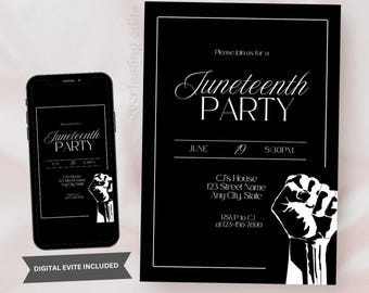 Juneteenth Party Invitation – Freedom Day Evite, Editable DIY Template (Instant Digital Download)