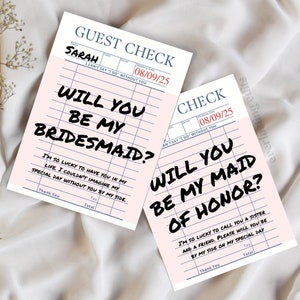 Guest Check Bridesmaid Proposal Card - Personalizable, Modern Simple, Light Pink, DIY Printable Editable Custom Template