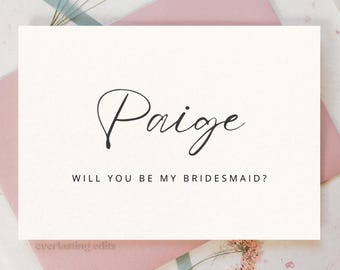 Bridesmaid Proposal Card - Minimalist & Modern, DIY Customizable Template (Instant Digital Download)